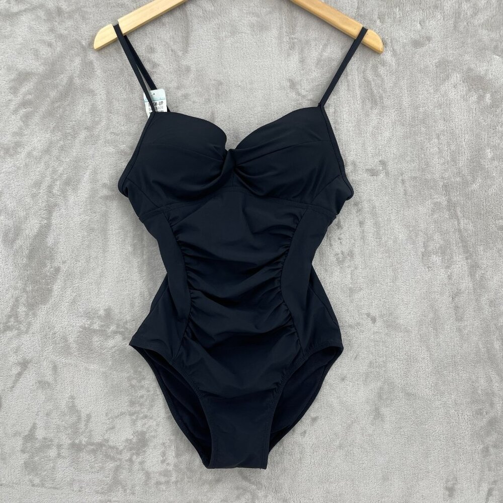 Spanx Assets Power Suit Push Up One Piece Swimsuit Ruching Slimming